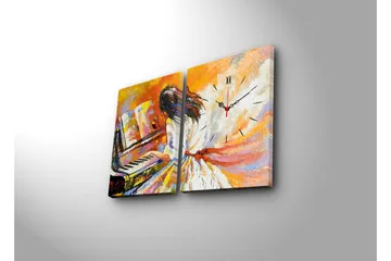 Dekorativ Canvasbilde med Klokke 2 Deler - Flerfarget - Interiør - Veggdekorasjon - Klokker