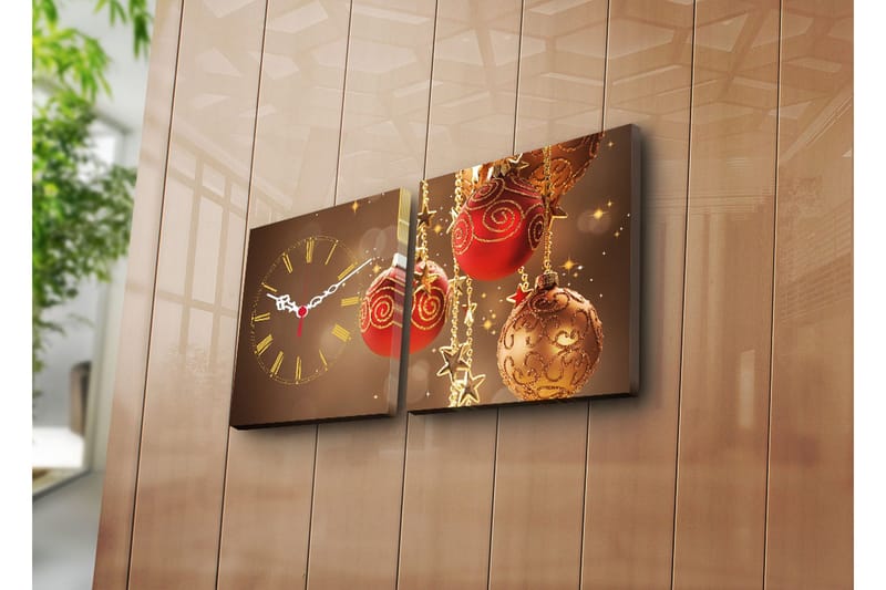 Dekorativ Canvasbilde med Klokke 2 Deler, Flerfarget