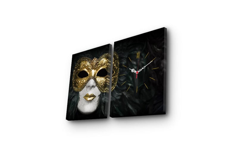 Dekorativ Canvasbilde med Klokke 2 Deler - Flerfarget - Interiør - Veggdekorasjon - Klokker