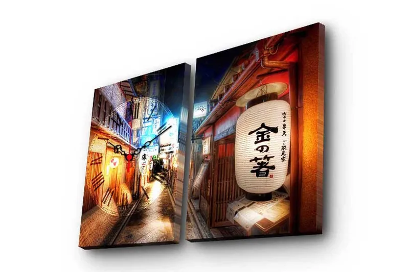 Dekorativ Canvasbilde med Klokke 2 Deler, Flerfarget