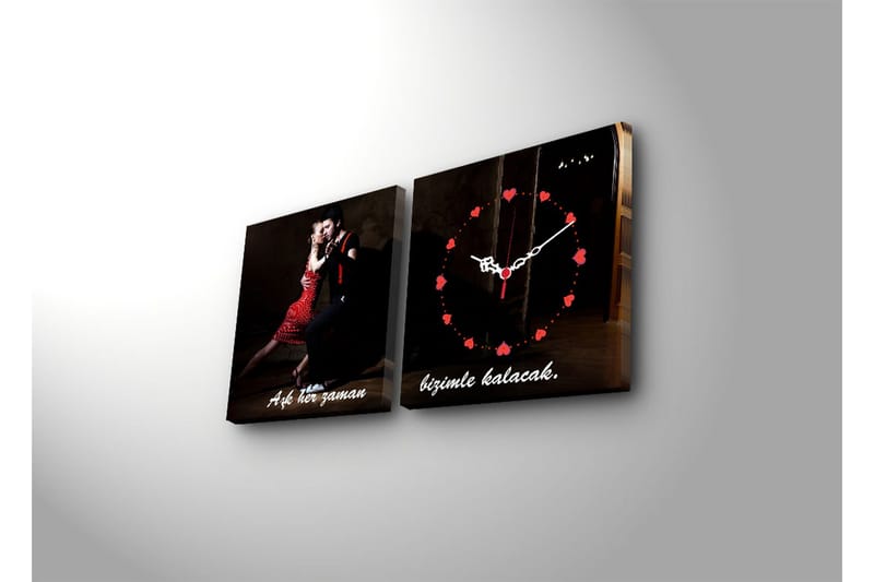 Dekorativ Canvasbilde med Klokke 2 Deler - Flerfarget - Interiør - Veggdekorasjon - Klokker