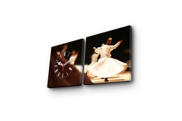 Dekorativ Canvasbilde med Klokke 2 Deler - Flerfarget - Interiør - Veggdekorasjon - Klokker