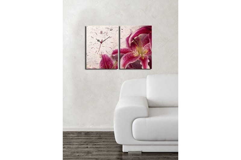 Dekorativ Canvasbilde med Klokke 2 Deler - Flerfarget - Interiør - Veggdekorasjon - Klokker