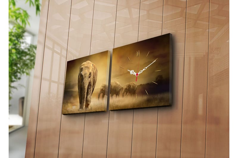 Dekorativ Canvasbilde med Klokke 2 Deler, Flerfarget