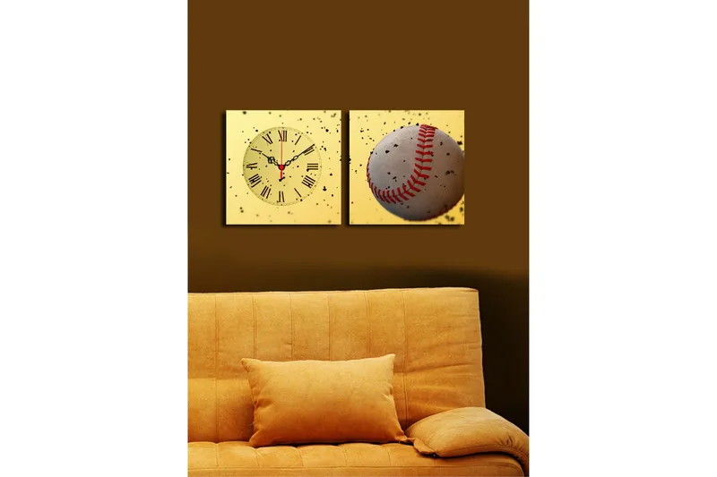 Dekorativ Canvasbilde med Klokke 2 Deler - Flerfarget - Interiør - Veggdekorasjon - Klokker