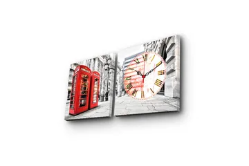 Dekorativ Canvasbilde med Klokke 2 Deler - Flerfarget - Interiør - Veggdekorasjon - Klokker