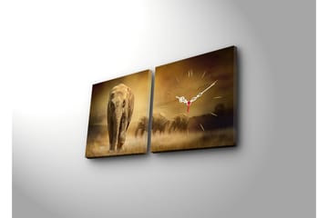 Dekorativ Canvasbilde med Klokke 2 Deler - Flerfarget - Interiør - Veggdekorasjon - Klokker