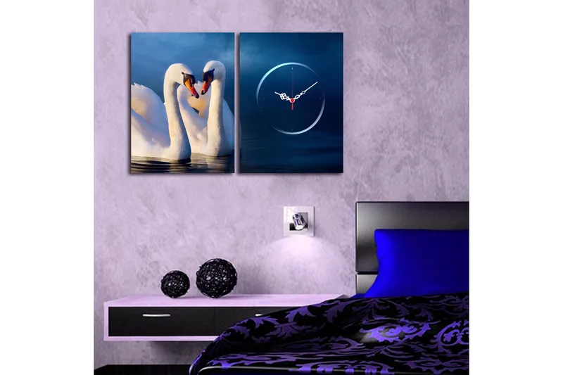 Dekorativ Canvasbilde med Klokke 2 Deler - Flerfarget - Interiør - Veggdekorasjon - Klokker