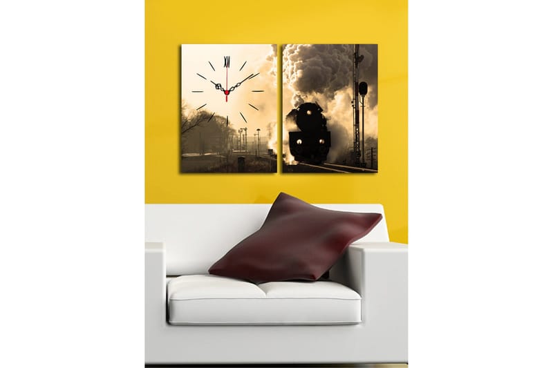 Dekorativ Canvasbilde med Klokke 2 Deler - Flerfarget - Interiør - Veggdekorasjon - Klokker