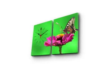 Dekorativ Canvasbilde med Klokke 2 Deler - Flerfarget - Interiør - Veggdekorasjon - Klokker