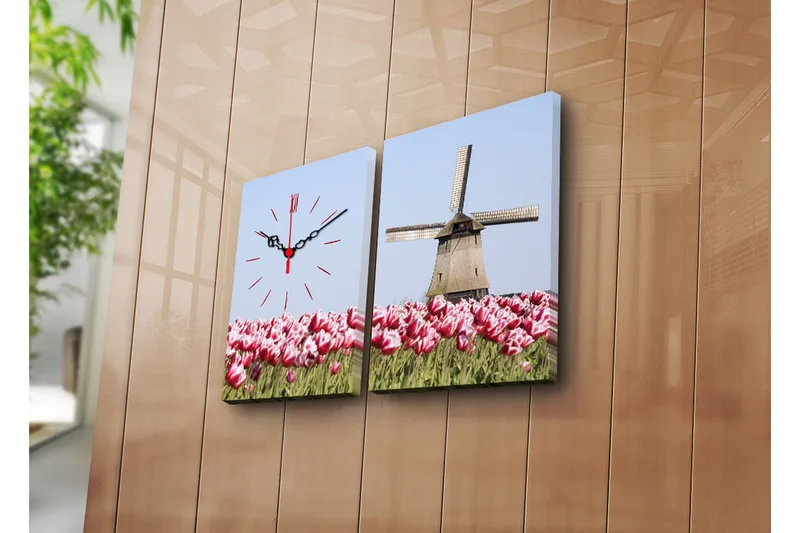 Dekorativ Canvasbilde med Klokke 2 Deler, Flerfarget