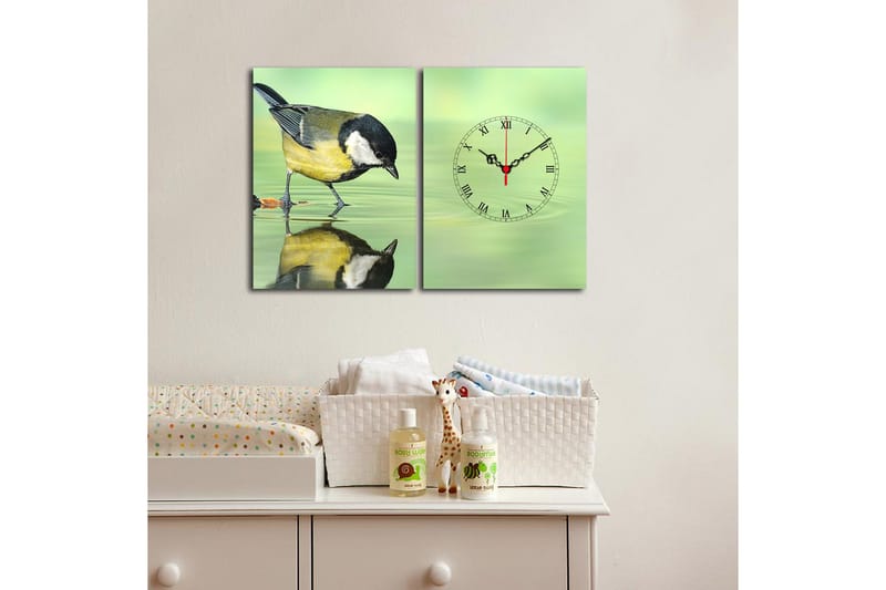 Dekorativ Canvasbilde med Klokke 2 Deler - Flerfarget - Interiør - Veggdekorasjon - Klokker