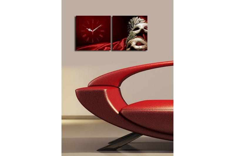 Dekorativ Canvasbilde med Klokke 2 Deler - Flerfarget - Interiør - Veggdekorasjon - Klokker