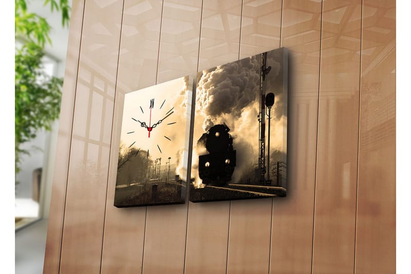 Dekorativ Canvasbilde med Klokke 2 Deler, Flerfarget