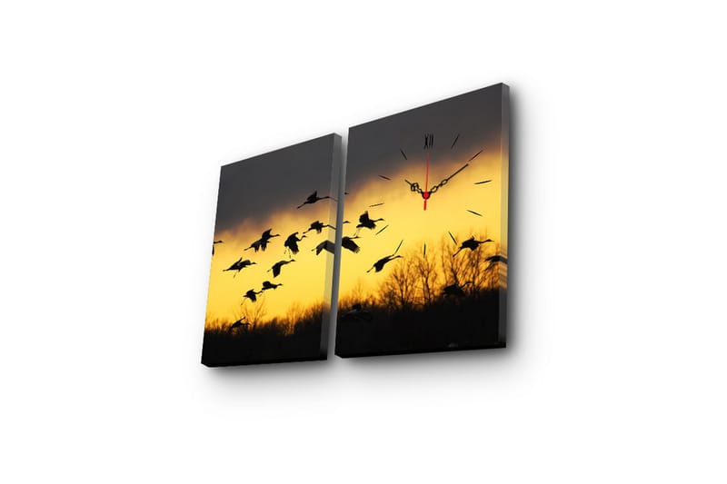 Dekorativ Canvasbilde med Klokke 2 Deler - Flerfarget - Interiør - Veggdekorasjon - Klokker