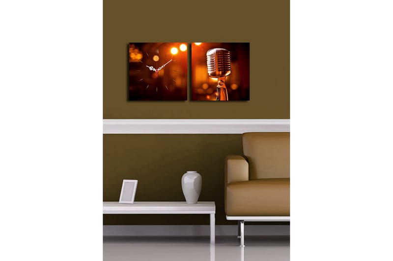 Dekorativ Canvasbilde med Klokke 2 Deler - Flerfarget - Interiør - Veggdekorasjon - Klokker