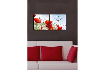 Dekorativ Canvasbilde med Klokke 2 Deler - Flerfarget - Interiør - Veggdekorasjon - Klokker