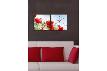 Dekorativ Canvasbilde med Klokke 2 Deler - Flerfarget - Interiør - Veggdekorasjon - Klokker