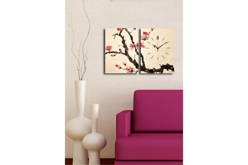 Dekorativ Canvasbilde med Klokke 2 Deler - Flerfarget - Interiør - Veggdekorasjon - Klokker