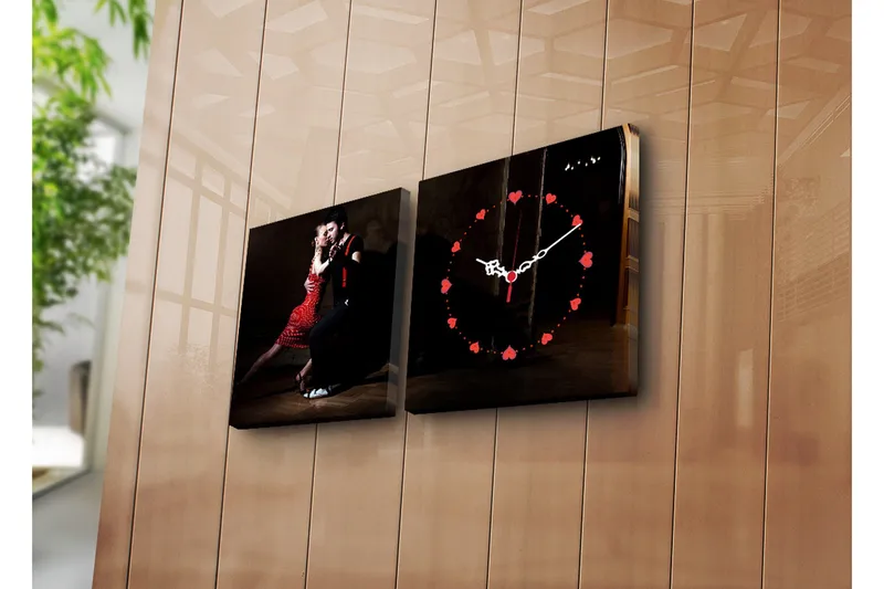 Dekorativ Canvasbilde med Klokke 2 Deler, Flerfarget