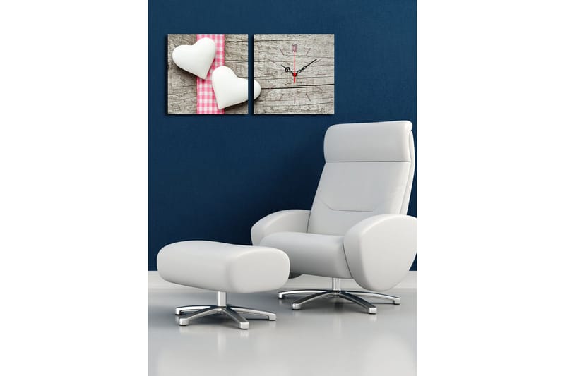 Dekorativ Canvasbilde med Klokke 2 Deler - Flerfarget - Interiør - Veggdekorasjon - Klokker