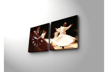 Dekorativ Canvasbilde med Klokke 2 Deler - Flerfarget - Interiør - Veggdekorasjon - Klokker