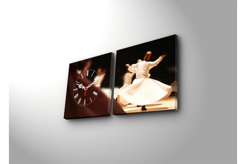 Dekorativ Canvasbilde med Klokke 2 Deler - Flerfarget - Interiør - Veggdekorasjon - Klokker