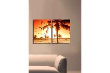 Dekorativ Canvasbilde med Klokke 2 Deler - Flerfarget - Interiør - Veggdekorasjon - Klokker