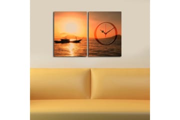 Dekorativ Canvasbilde med Klokke 2 Deler - Flerfarget - Interiør - Veggdekorasjon - Klokker
