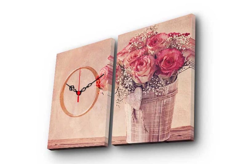 Dekorativ Canvasbilde med Klokke 2 Deler, Flerfarget