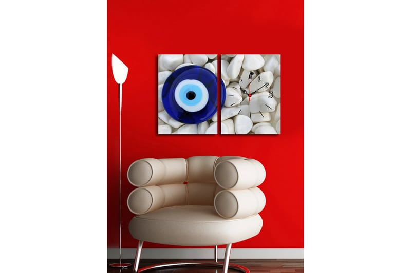 Dekorativ Canvasbilde med Klokke 2 Deler - Flerfarget - Interiør - Veggdekorasjon - Klokker