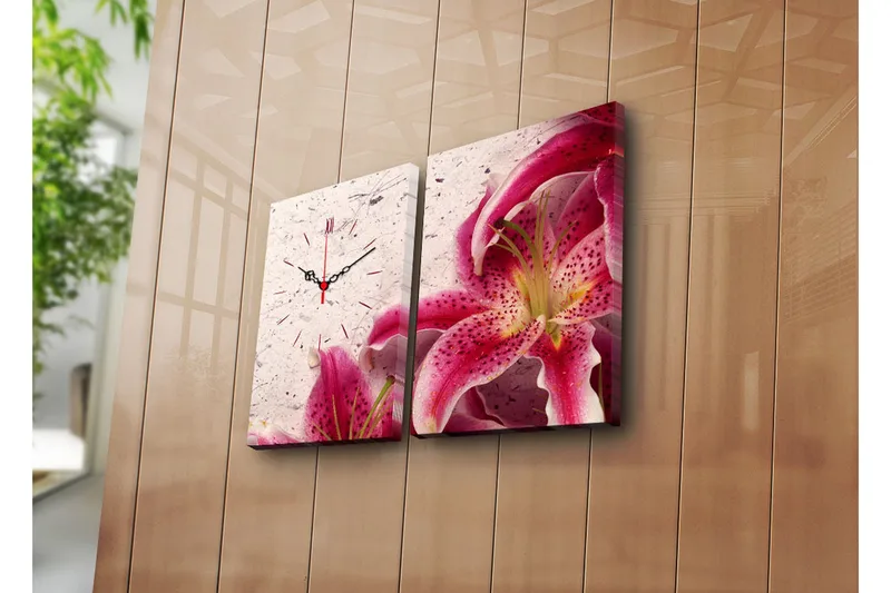 Dekorativ Canvasbilde med Klokke 2 Deler, Flerfarget