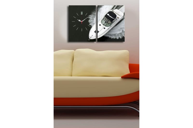 Dekorativ Canvasbilde med Klokke 2 Deler - Flerfarget - Interiør - Veggdekorasjon - Klokker