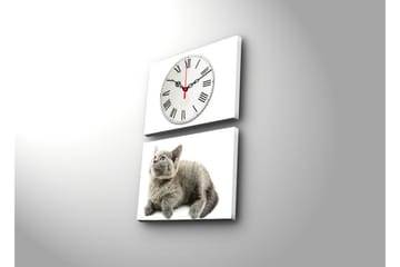 Dekorativ Canvasbilde med Klokke 2 Deler - Flerfarget - Interiør - Veggdekorasjon - Klokker