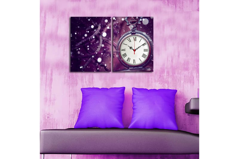 Dekorativ Canvasbilde med Klokke 2 Deler - Flerfarget - Interiør - Veggdekorasjon - Klokker
