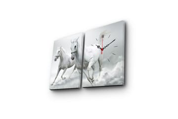 Dekorativ Canvasbilde med Klokke 2 Deler - Flerfarget - Interiør - Veggdekorasjon - Klokker