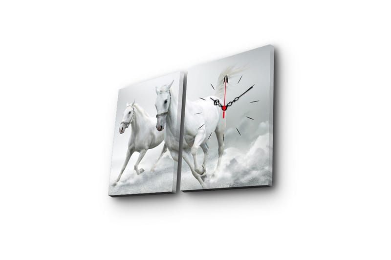 Dekorativ Canvasbilde med Klokke 2 Deler - Flerfarget - Interiør - Veggdekorasjon - Klokker