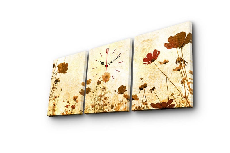 Dekorativ Canvasbilde med Klokke 3 Deler - Flerfarget - Interiør - Veggdekorasjon - Klokker