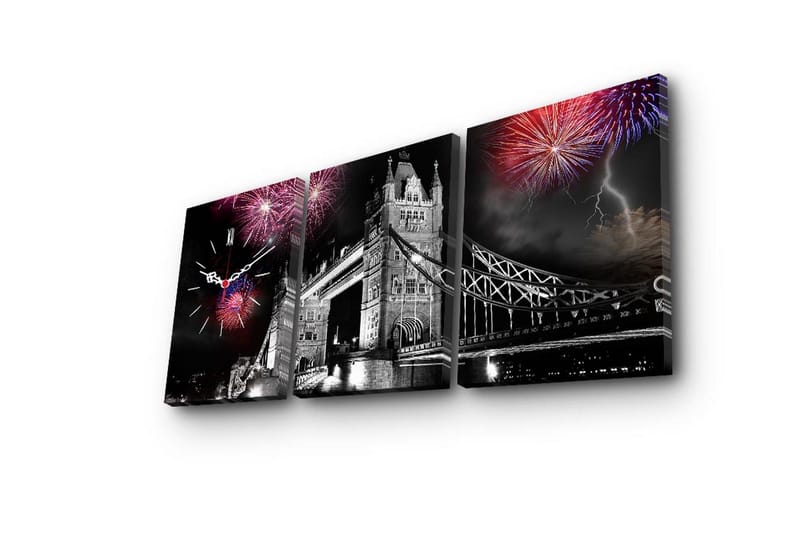 Dekorativ Canvasbilde med Klokke 3 Deler - Flerfarget - Interiør - Veggdekorasjon - Klokker