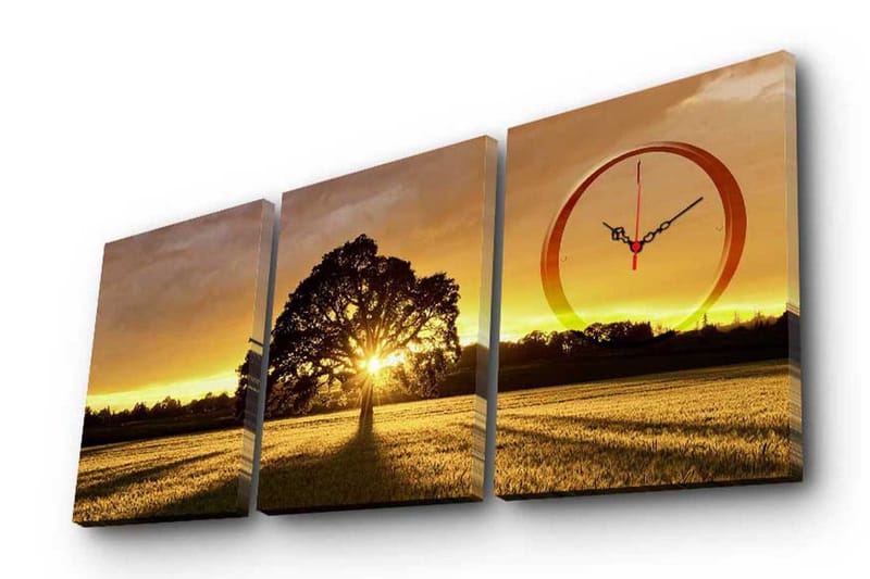 Dekorativ Canvasbilde med Klokke 3 Deler, Flerfarget