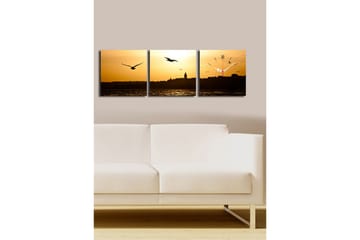 Dekorativ Canvasbilde med Klokke 3 Deler - Flerfarget - Interiør - Veggdekorasjon - Klokker