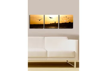 Dekorativ Canvasbilde med Klokke 3 Deler - Flerfarget - Interiør - Veggdekorasjon - Klokker