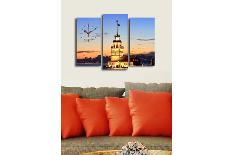 Dekorativ Canvasbilde med Klokke 3 Deler - Flerfarget - Interiør - Veggdekorasjon - Klokker