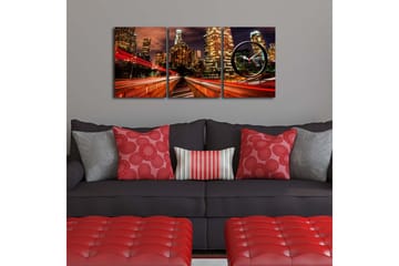 Dekorativ Canvasbilde med Klokke 3 Deler - Flerfarget - Interiør - Veggdekorasjon - Klokker