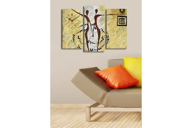 Dekorativ Canvasbilde med Klokke 3 Deler - Flerfarget - Interiør - Veggdekorasjon - Klokker