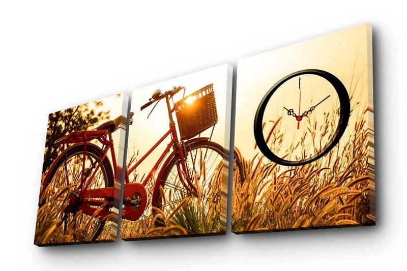 Dekorativ Canvasbilde med Klokke 3 Deler, Flerfarget