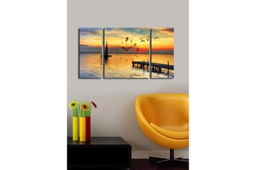 Dekorativ Canvasbilde med Klokke 3 Deler - Flerfarget - Interiør - Veggdekorasjon - Klokker