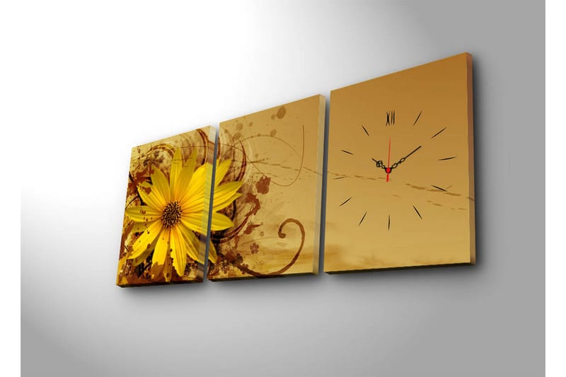 Dekorativ Canvasbilde med Klokke 3 Deler - Flerfarget - Interiør - Veggdekorasjon - Klokker