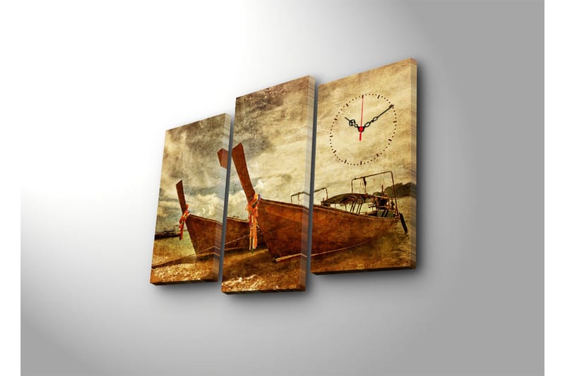 Dekorativ Canvasbilde med Klokke 3 Deler - Flerfarget - Interiør - Veggdekorasjon - Klokker