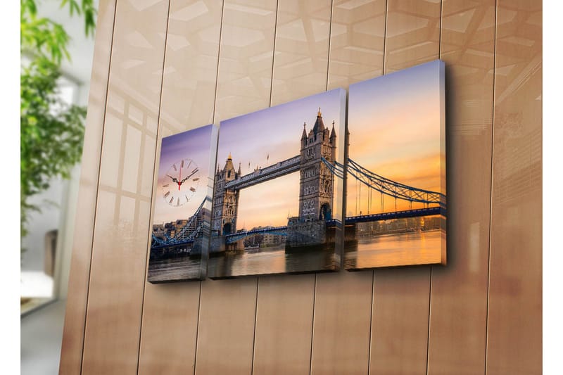 Dekorativ Canvasbilde med Klokke 3 Deler, Flerfarget